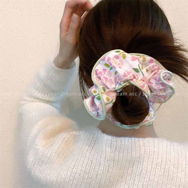 Wholesale of Colored Bear Floral Fabrics Hair Scrunchies